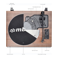 Hi-Fi Turntable with Built-In Bluetooth Receiving Speaker