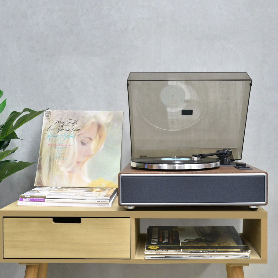 Hi-Fi Turntable with Built-In Bluetooth Receiving Speaker