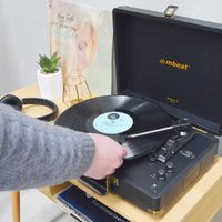 Woodstock II Black Retro Bluetooth (TX/RX) Turntable