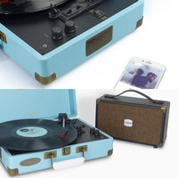 Woodstock II Sky Blue Retro Bluetooth (TX/RX) Turntable