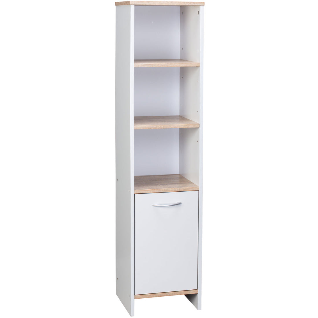 Alto Bathroom Tallboy Narrow High Cabinet With 1 Doors/3 Shelves - Oak/White