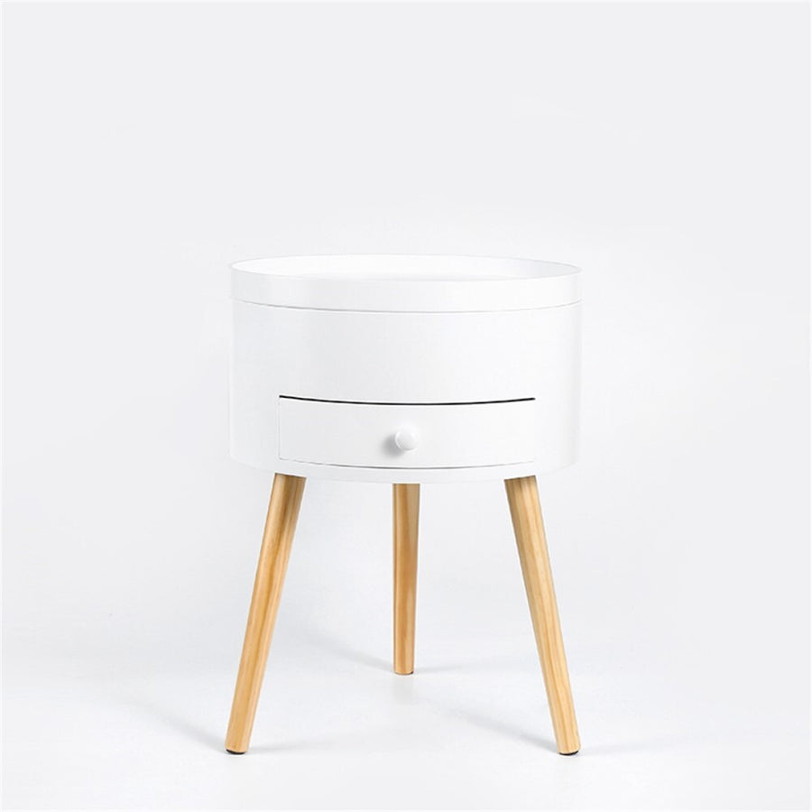 Kumoo Round Side Table With Storage White