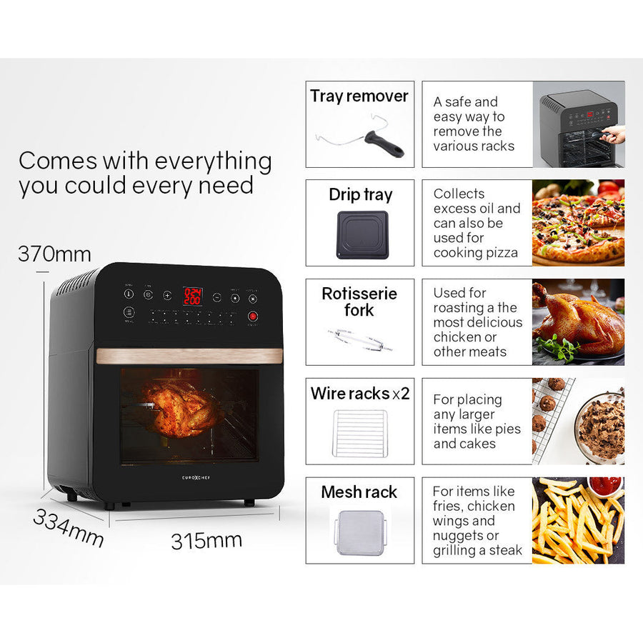 16L Air Fryer Electric Digital Airfryer Rotisserie Dry Large Big Cooker