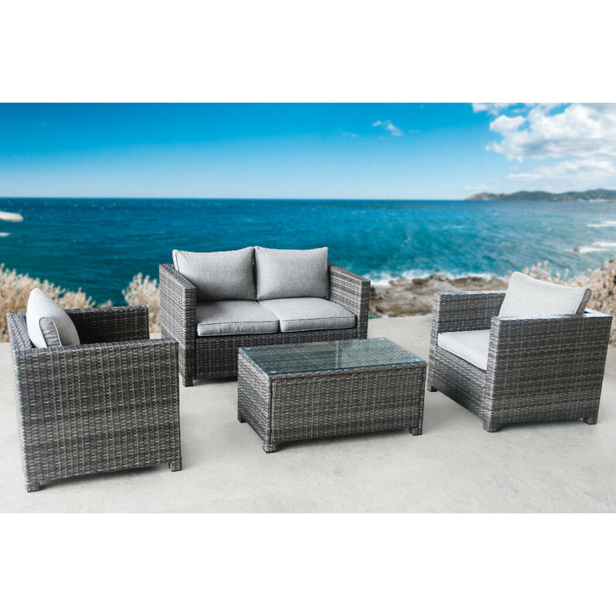 Outdoor Furniture 4pc Setting Chairs Lounge Set Wicker Sofa Couch