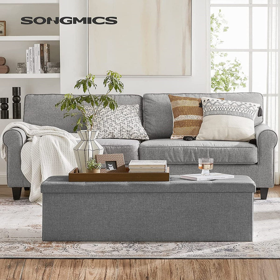 110cm Storage Ottoman Bench Light Grey