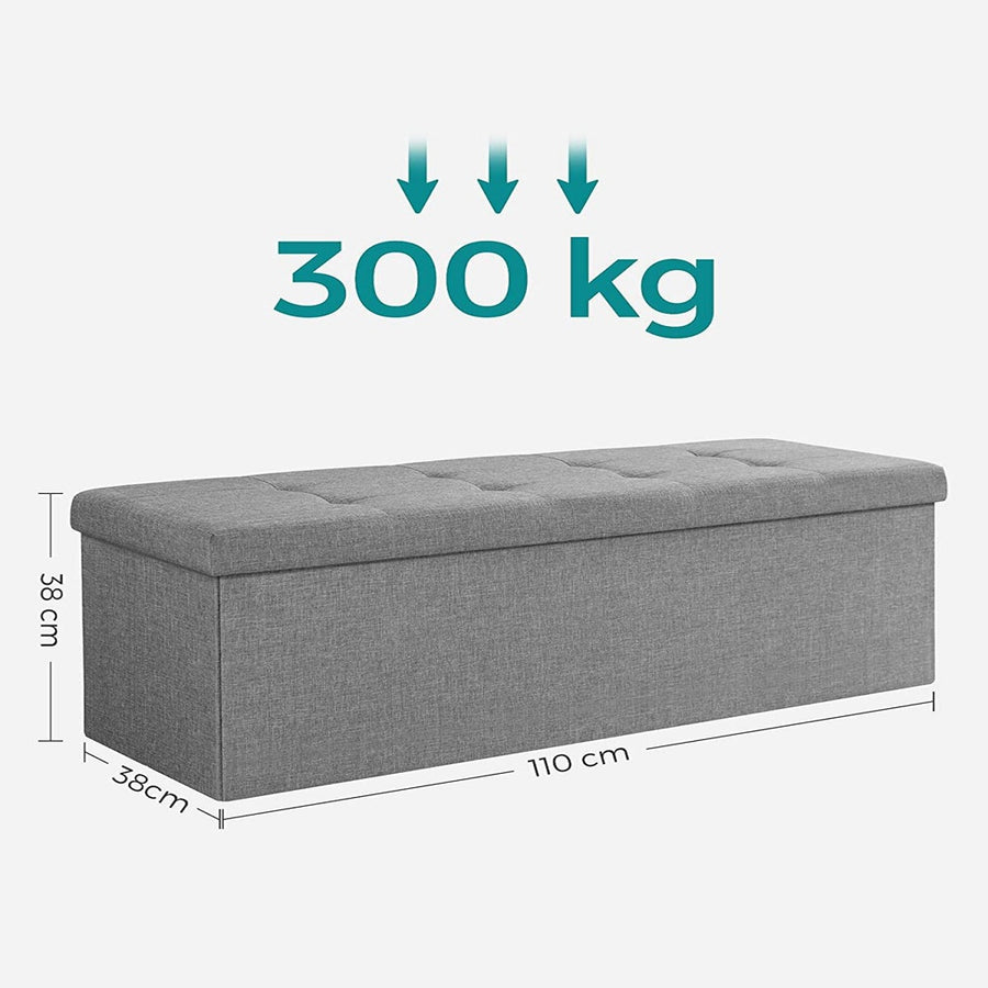 110cm Storage Ottoman Bench Light Grey