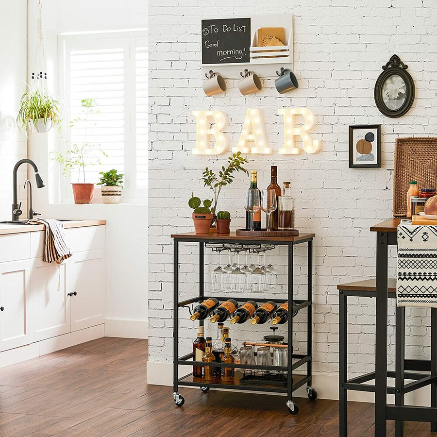 Bar Cart Rustic Brown and Black LRC087B01