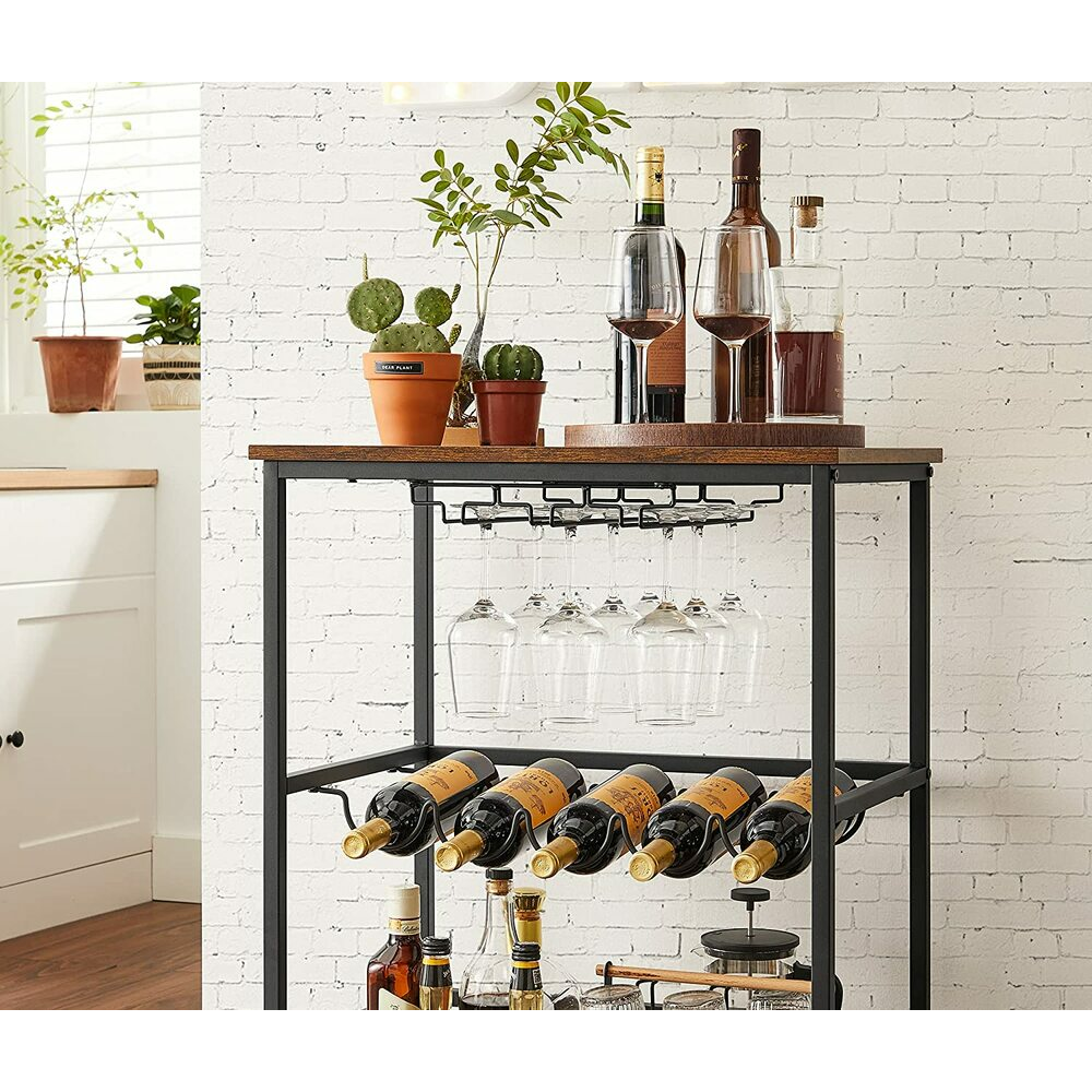 Bar Cart Rustic Brown and Black LRC087B01