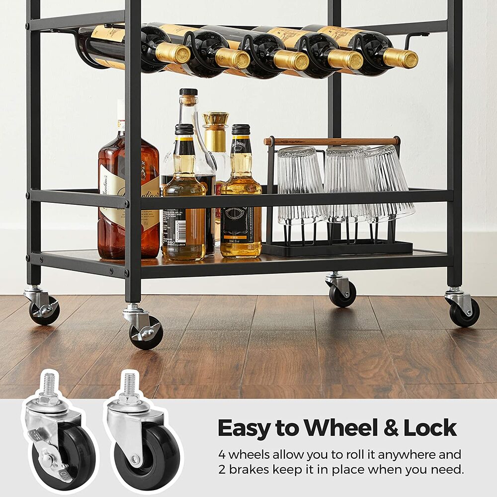 Bar Cart Rustic Brown and Black LRC087B01