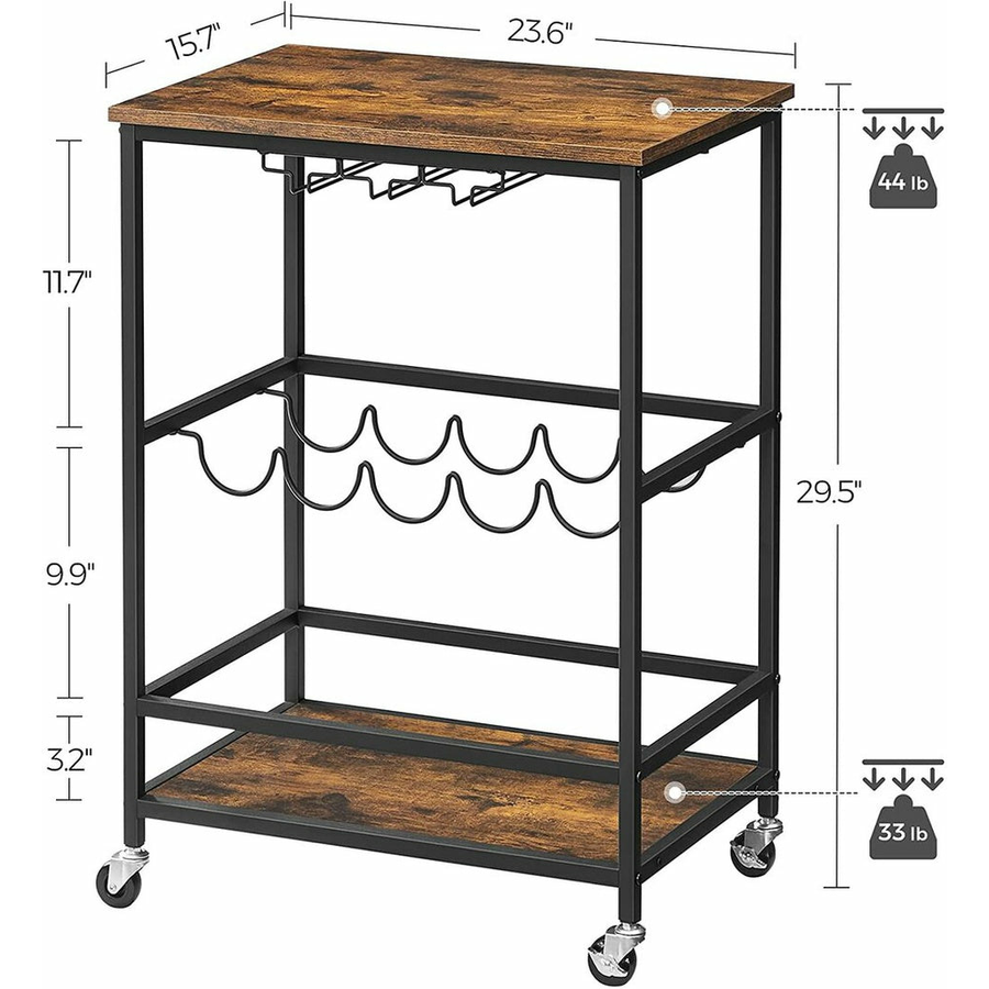 Bar Cart Rustic Brown and Black LRC087B01