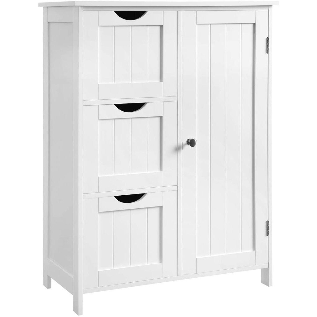 Floor Cabinet with 3 Drawers and Adjustable Shelf White