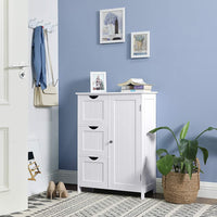 Floor Cabinet with 3 Drawers and Adjustable Shelf White