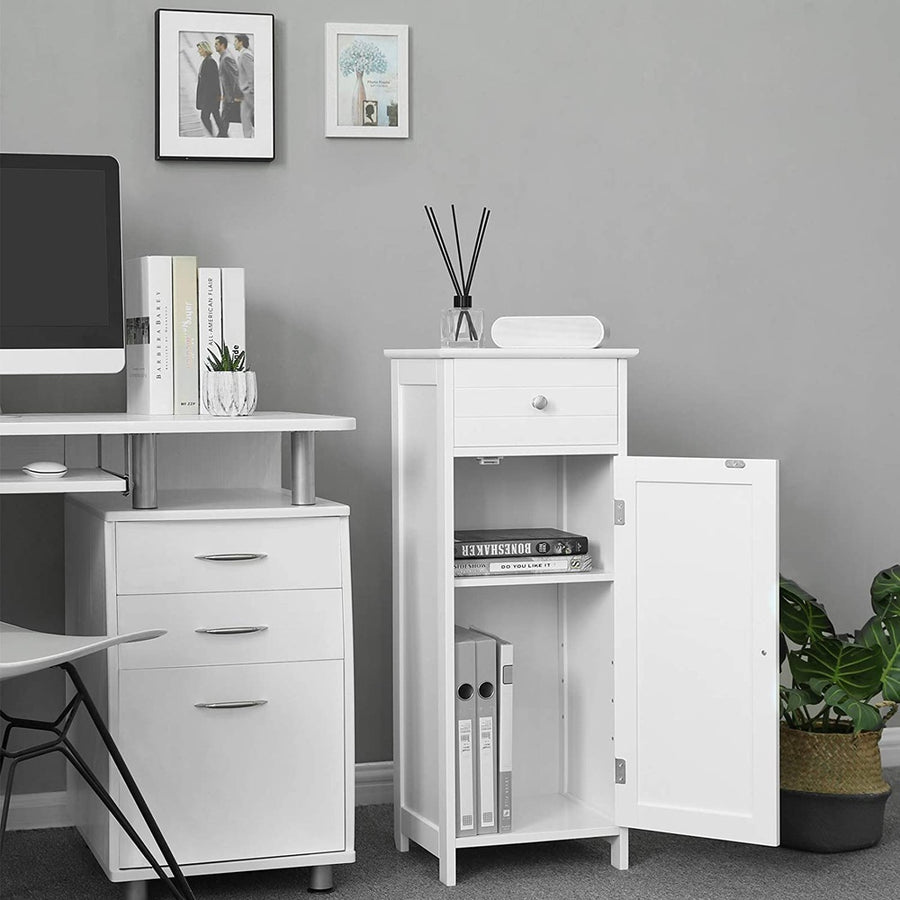 Floor Cabinet with 1 Door and Drawer White