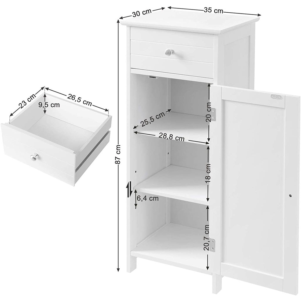 Floor Cabinet with 1 Door and Drawer White