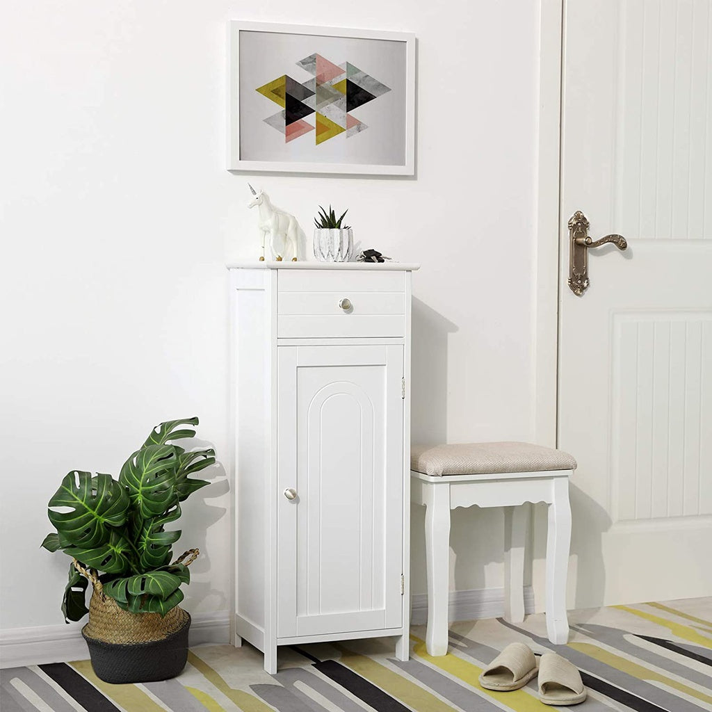 Floor Cabinet with 1 Door and Drawer White