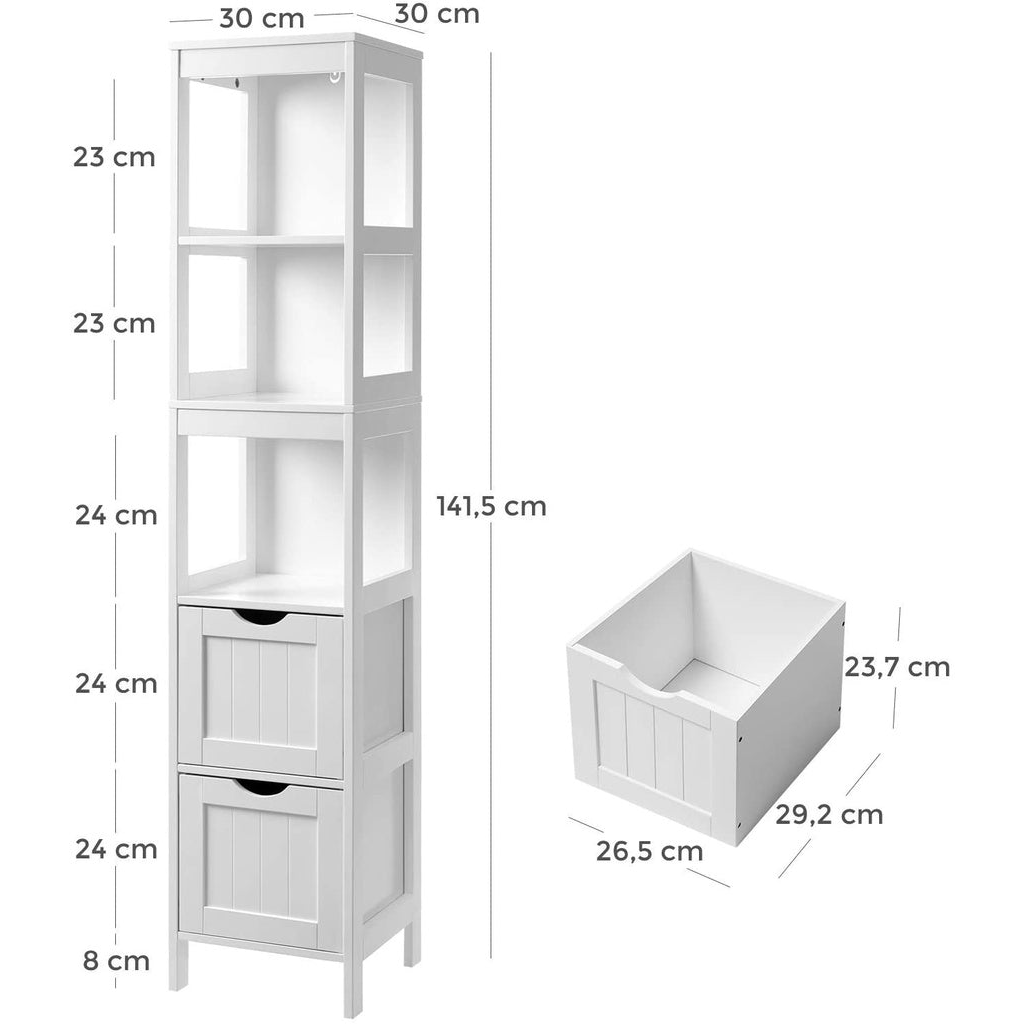 Floor Cabinet with Shelves and Drawers White BBC66WT