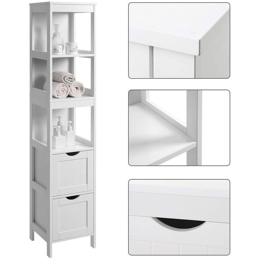 Floor Cabinet with Shelves and Drawers White BBC66WT