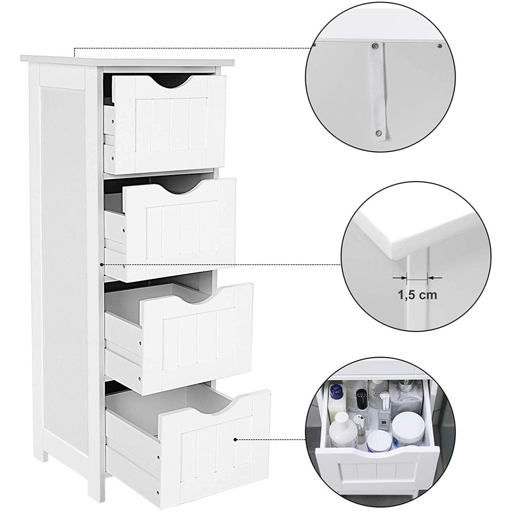 Floor Cabinet with 4 Drawers White LHC40W