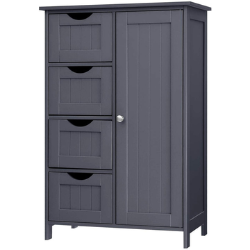 Floor Cabinet with 4 Drawers and Adjustable Shelf Gray