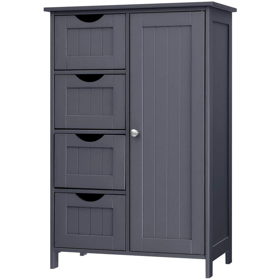 Floor Cabinet with 4 Drawers and Adjustable Shelf Gray