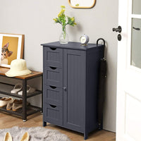 Floor Cabinet with 4 Drawers and Adjustable Shelf Gray