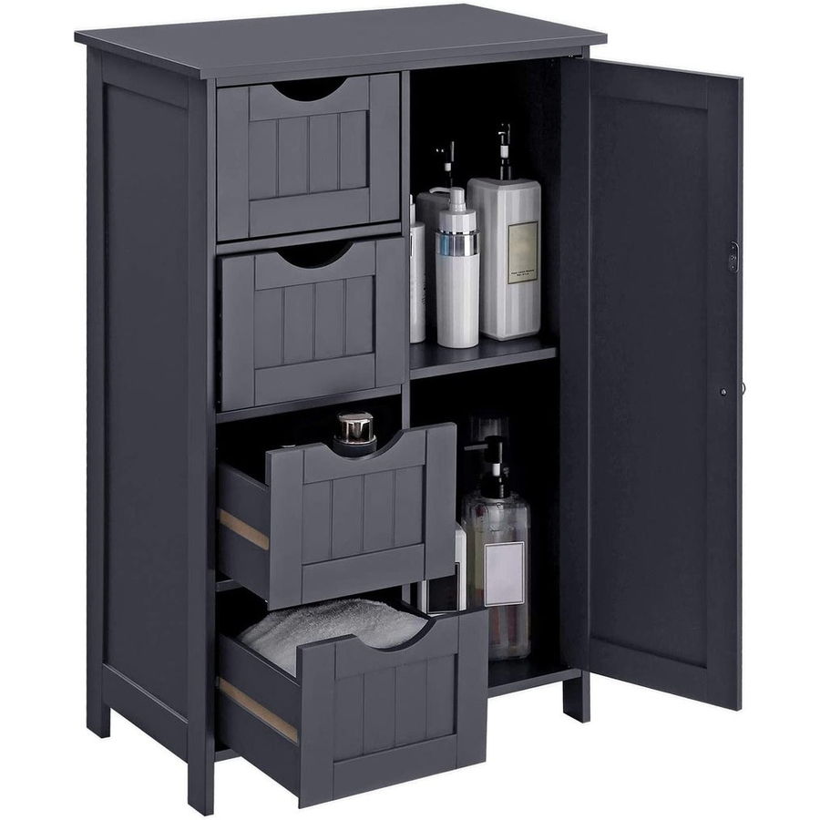 Floor Cabinet with 4 Drawers and Adjustable Shelf Gray