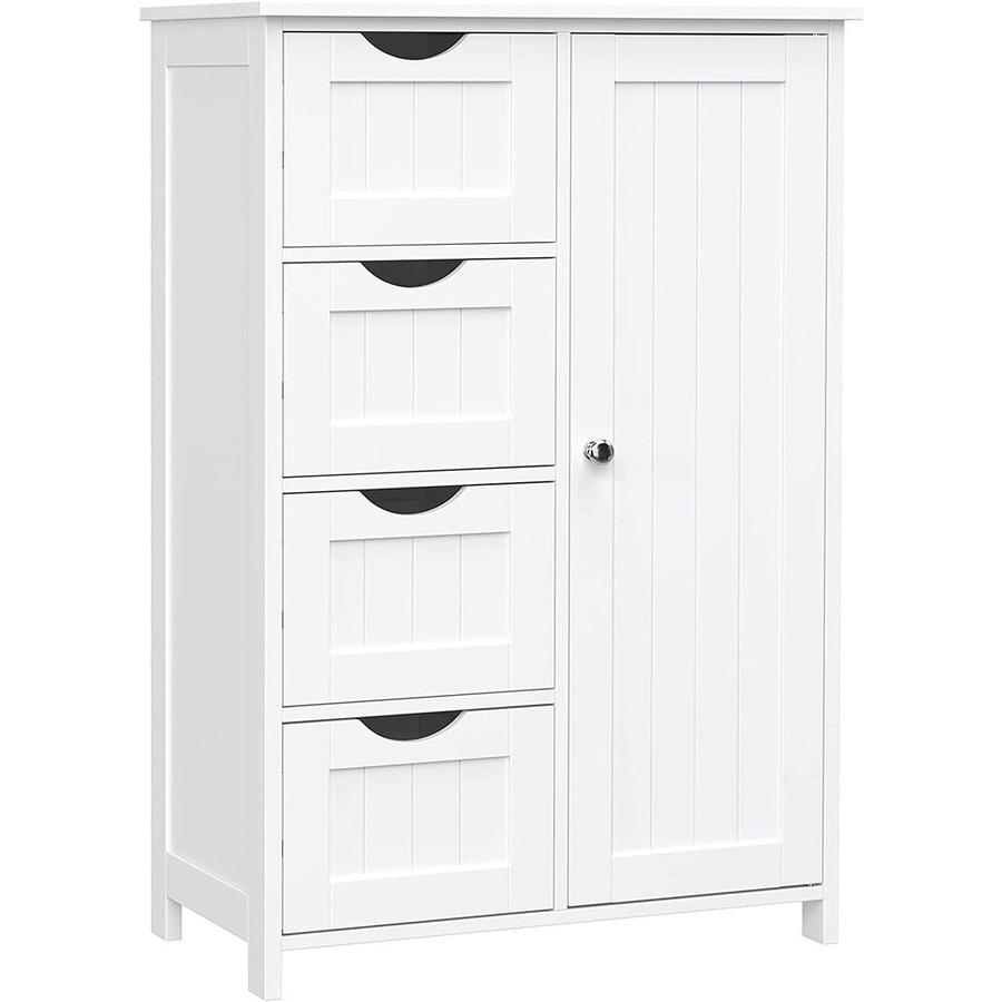 Floor Cabinet with 4 Drawers and Adjustable Shelf White LHC41W