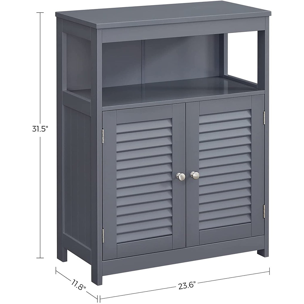 Floor Cabinet with Shelf and 2 Doors Gray BBC040G01