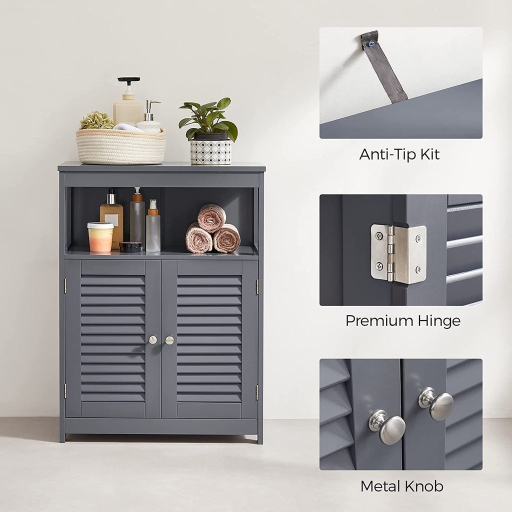 Floor Cabinet with Shelf and 2 Doors Gray BBC040G01