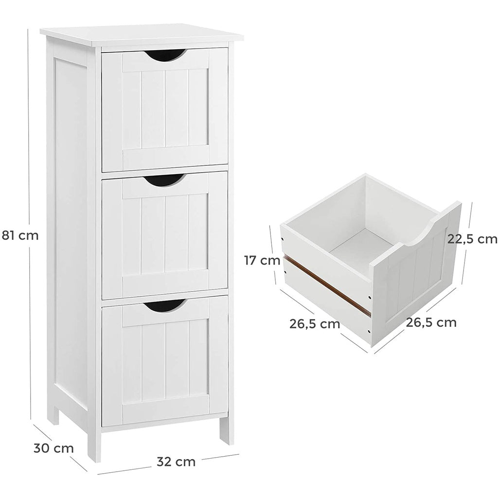 Floor Cabinet with 3 Drawers White BBC50WT