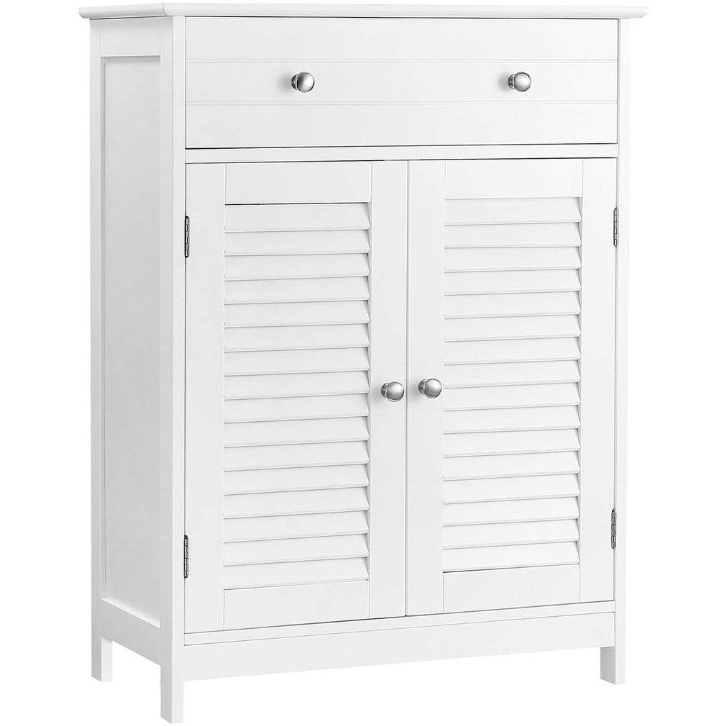 Floor Cabinet with Drawer and 2 Slat Doors White BBC51WT