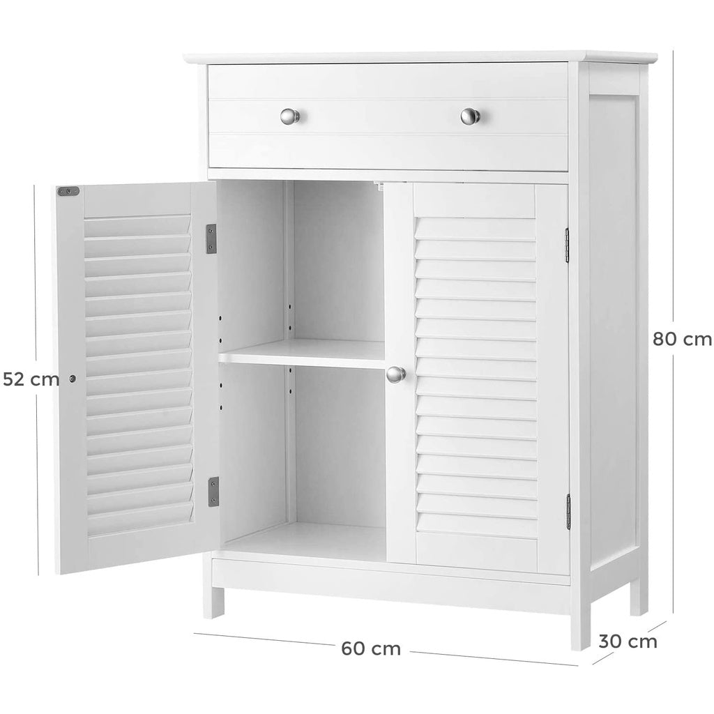 Floor Cabinet with Drawer and 2 Slat Doors White BBC51WT