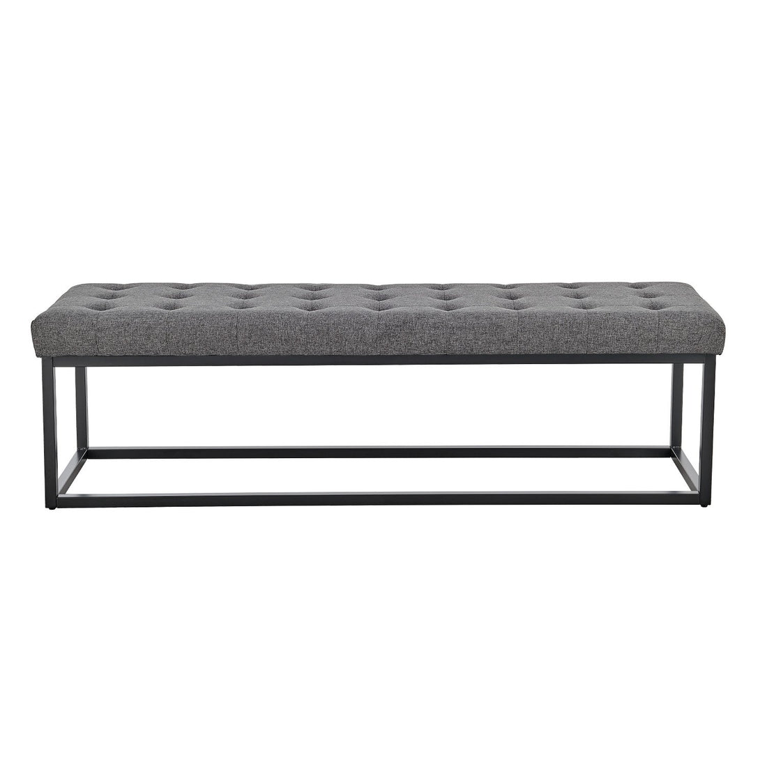 Sarantino Cameron Button-tufted Upholstered Bench With Metal Legs - Dark Grey Linen