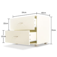 Sarantino Bedside Table Cabinet Storage Chest 2 Drawers Lamp Side Nightstand White