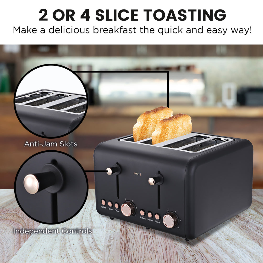 Toaster, Kettle & Coffee Machine Breakfast Set - Black