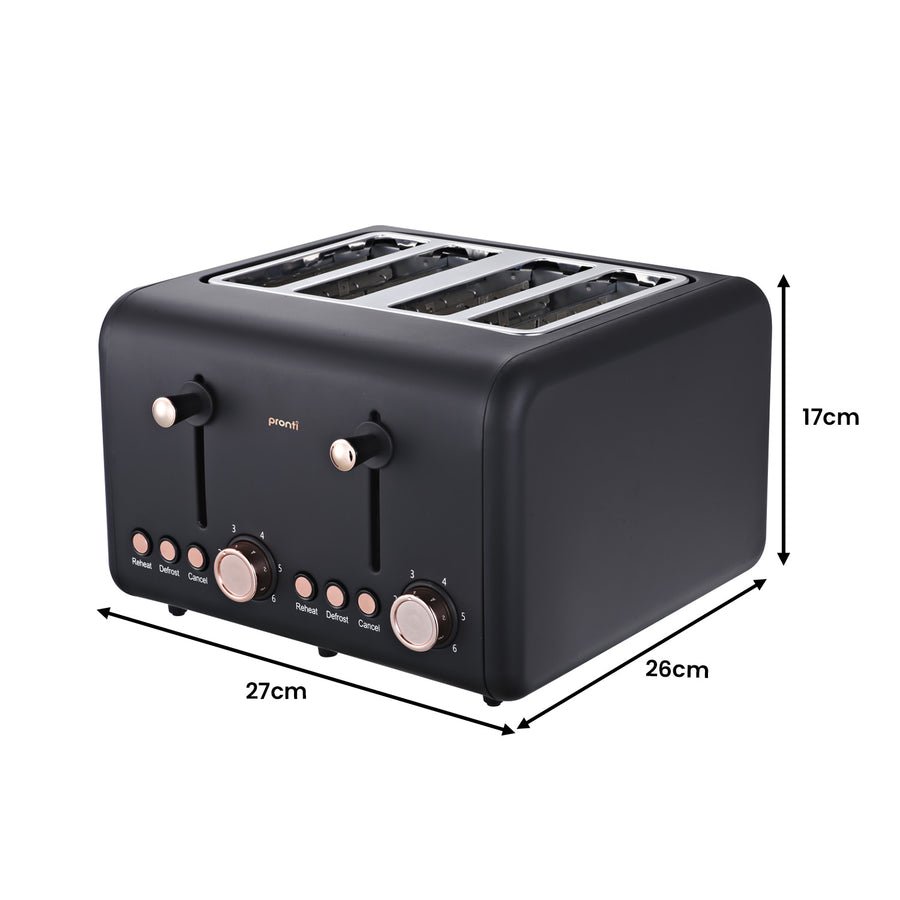 Toaster, Kettle & Coffee Machine Breakfast Set - Black