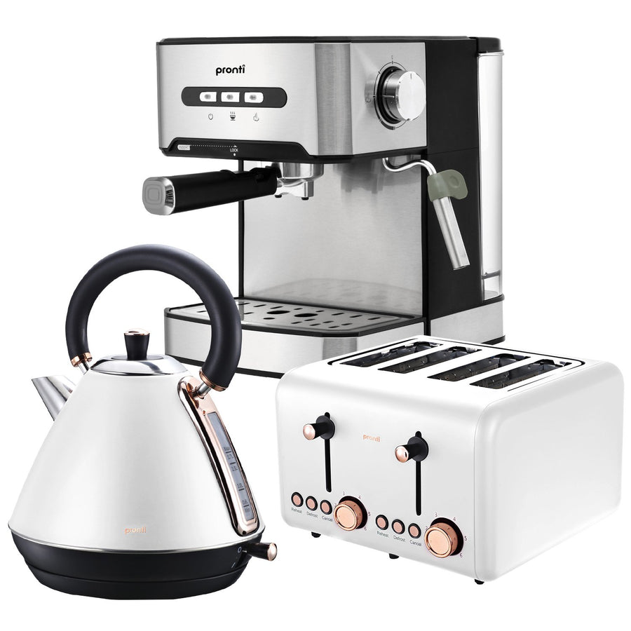 Toaster, Kettle & Coffee Machine Breakfast Set - White