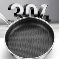 304 Stainless Steel Frying Pan Non-Stick Cooking Frypan Cookware 30cm Honeycomb Single Sided without lid