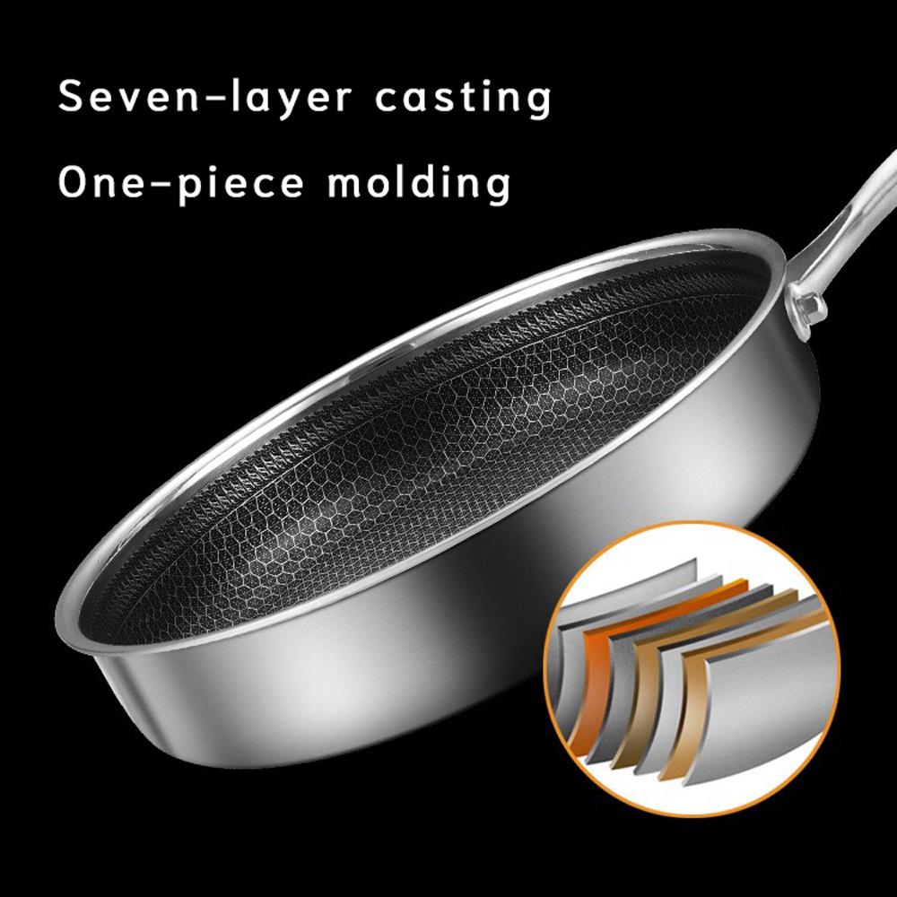 304 Stainless Steel Frying Pan Non-Stick Cooking Frypan Cookware 30cm Honeycomb Single Sided without lid