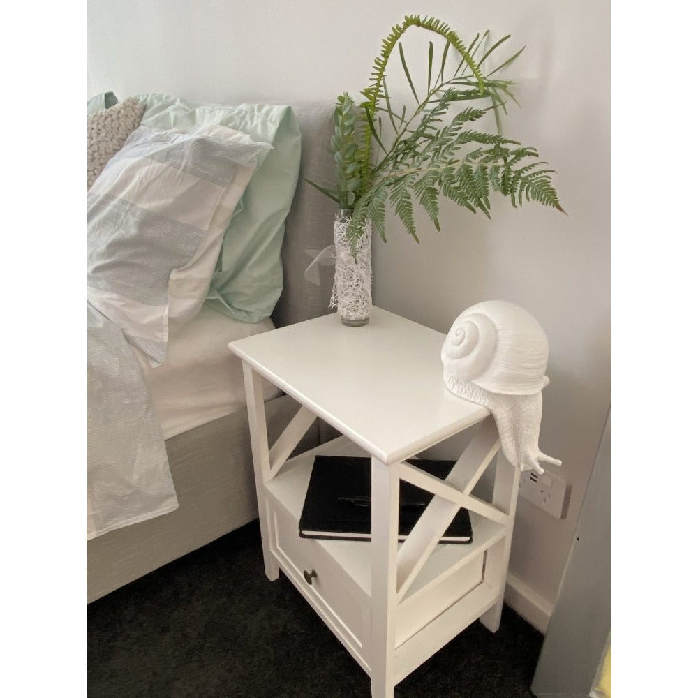 2-tier Bedside Table with Storage Drawer 2 Rustic White