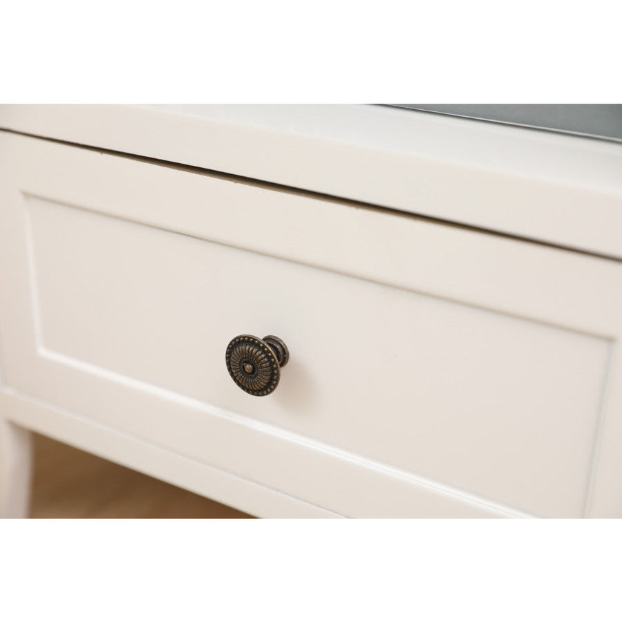 2-tier Bedside Table with Storage Drawer 2 Rustic White