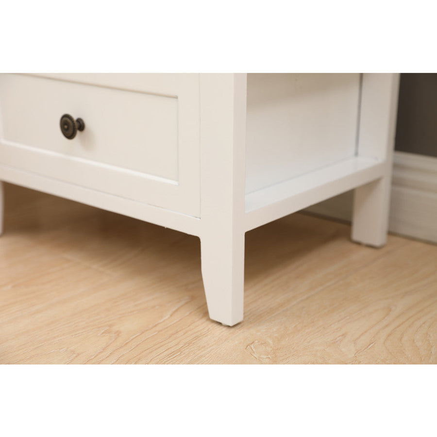 2-tier Bedside Table with Storage Drawer 2 Rustic White