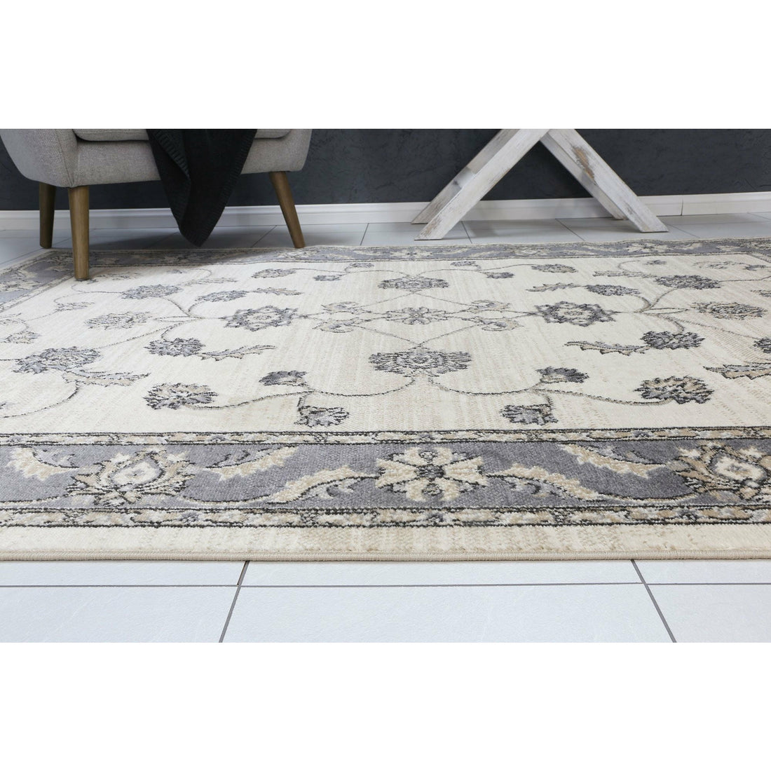 Arya Cream Grey Oriental Rug 160x220 cm