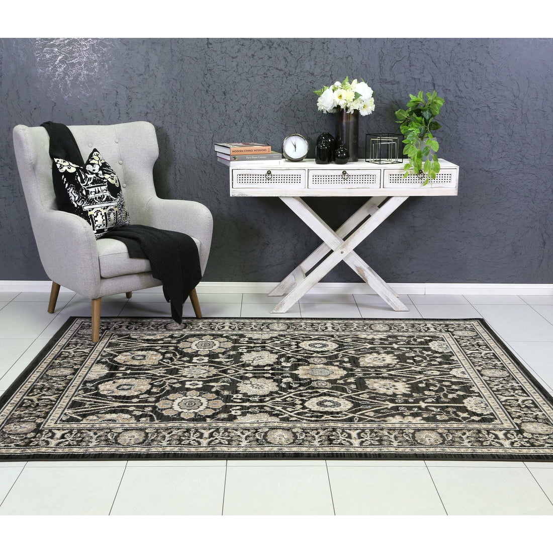 Arya Grey Oriental Rug 160x220 cm