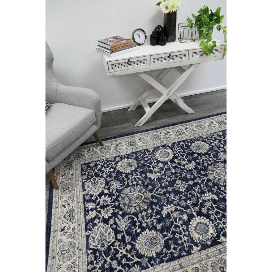 Arya Navy Blue Traditional Rug 160x220 cm