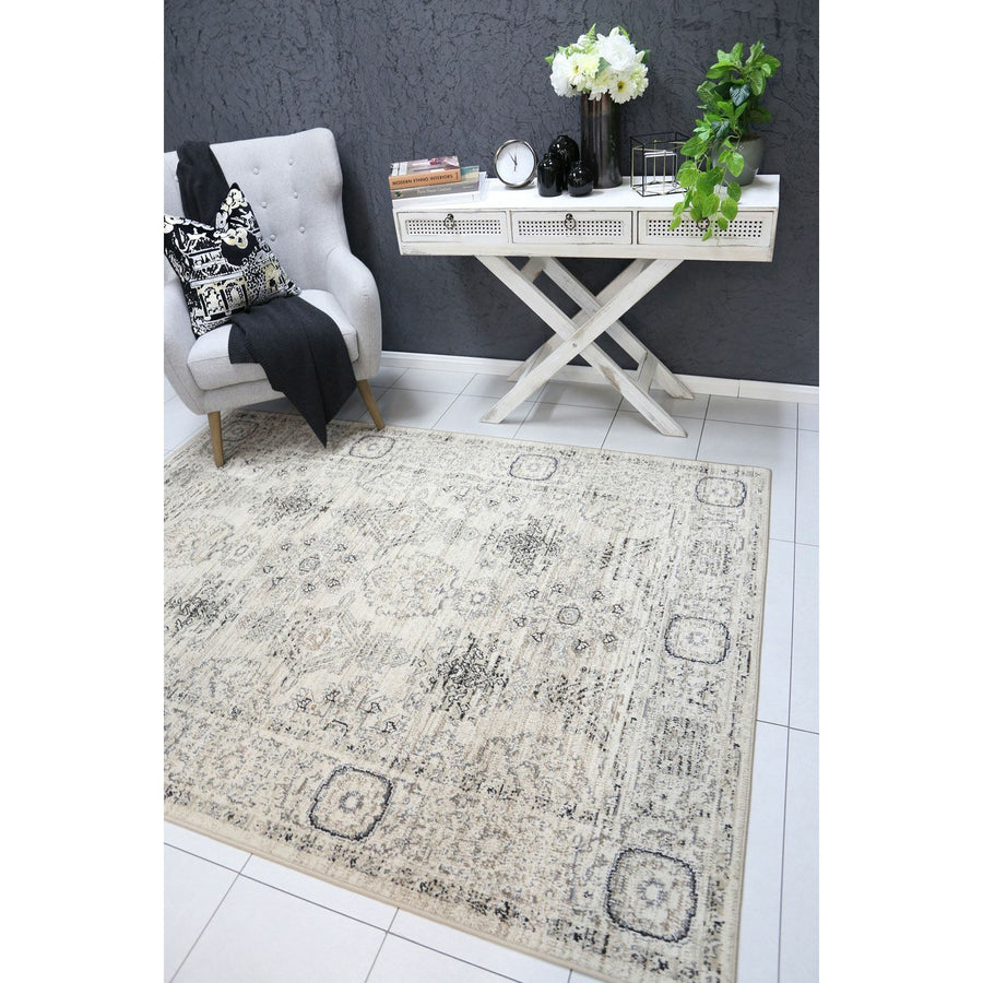 Arya Cream Grey Contemporary Rug 160x220 cm