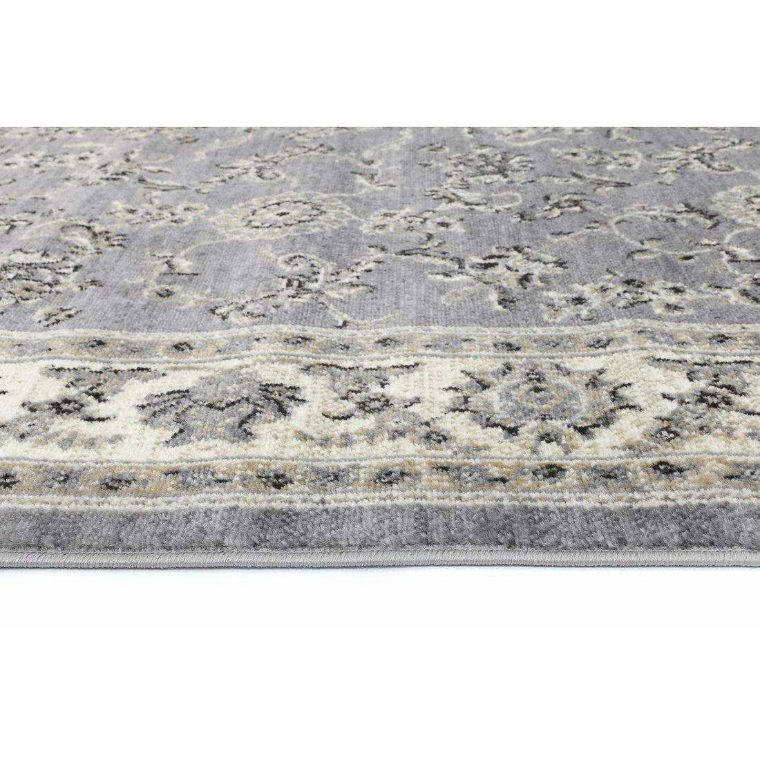 Arya  Grey Cream Border Rug 200x290 cm