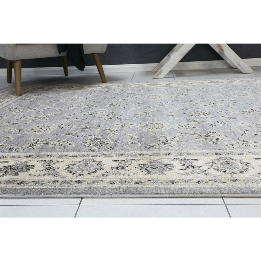 Arya  Grey Cream Border Rug 200x290 cm