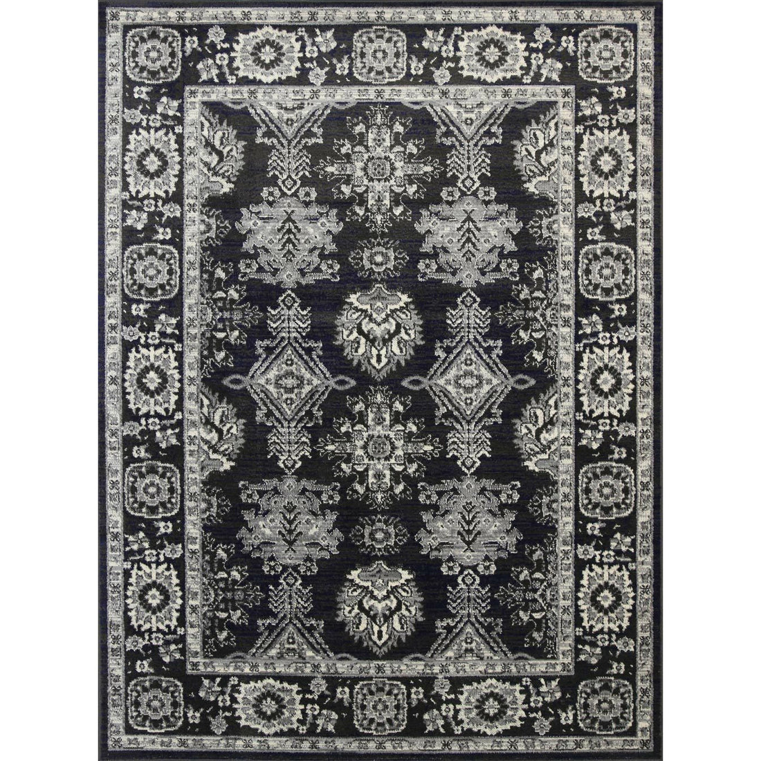 Arya Traditional Navy Grey Rug 200x290 cm