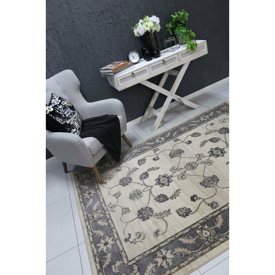 Arya Cream Grey Oriental Rug 240x330 cm